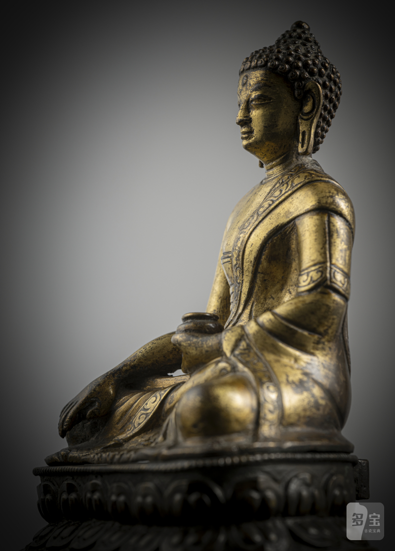 A GILT-COPPER FIGURE OF BUDDHA SHAKYAMUNI - 图3
